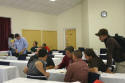 After class ends small group of students stay behind to review conduit fill calculations.