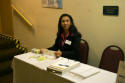Yvette waits for students to return from lunch.